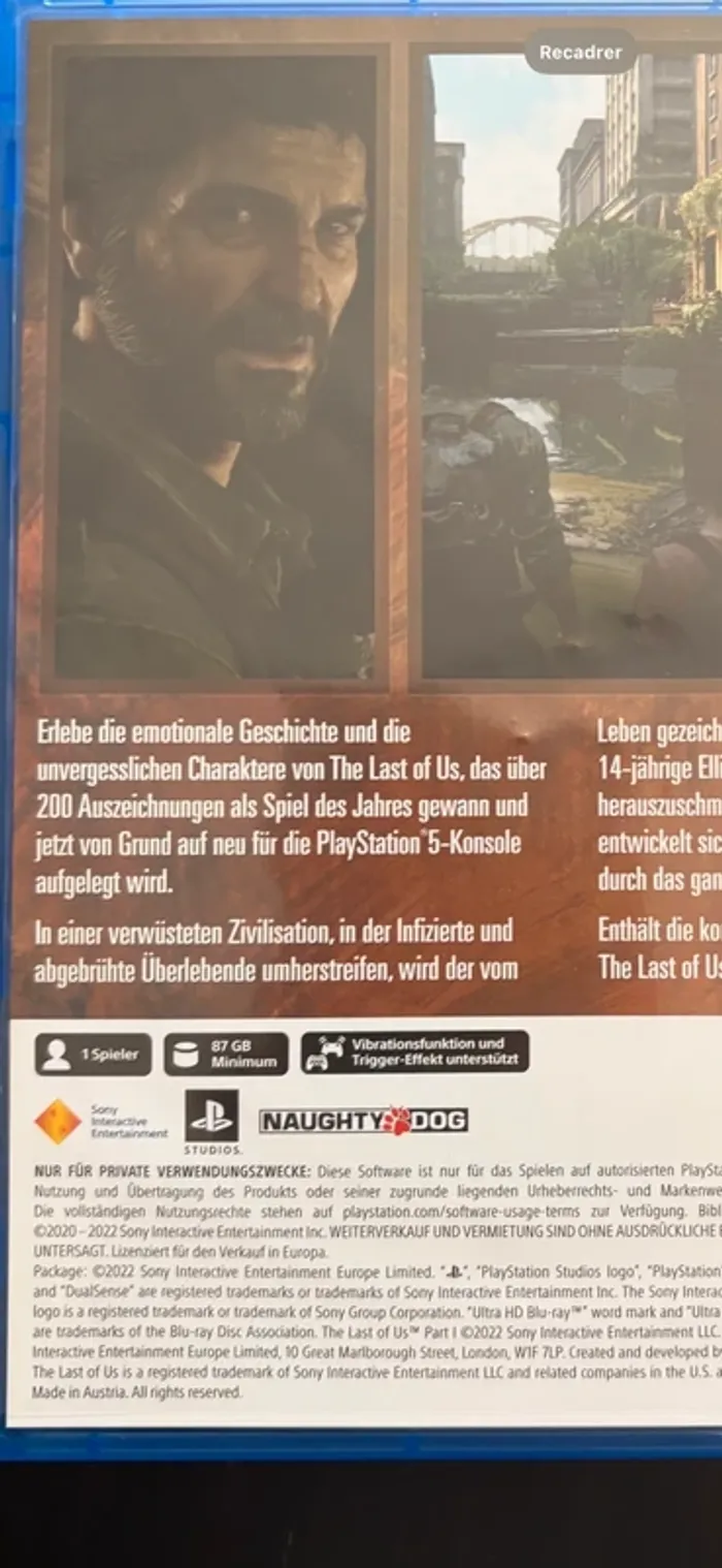 PS5 – The Last of Us Part 1 (boîte allemande, jeu multilingue) - photo numéro 4