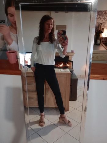 Pantalon classe femme XS noir à rayures