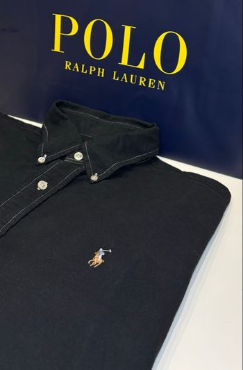 🖤 Chemise Homme Ralph Lauren Neuve Noire Logo Coloré - Taille L/40