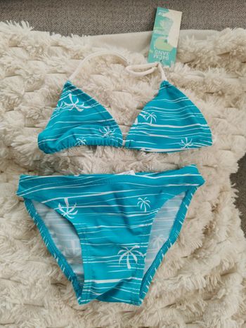 Maillot de bain 2 pièces bikini mondaca bleu turquoise taille 3 ans