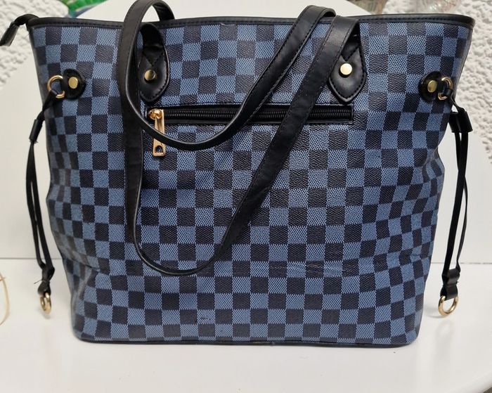 Sac Cabas A Carreaux Noirs Gris Cuir Synthétique - photo numéro 16