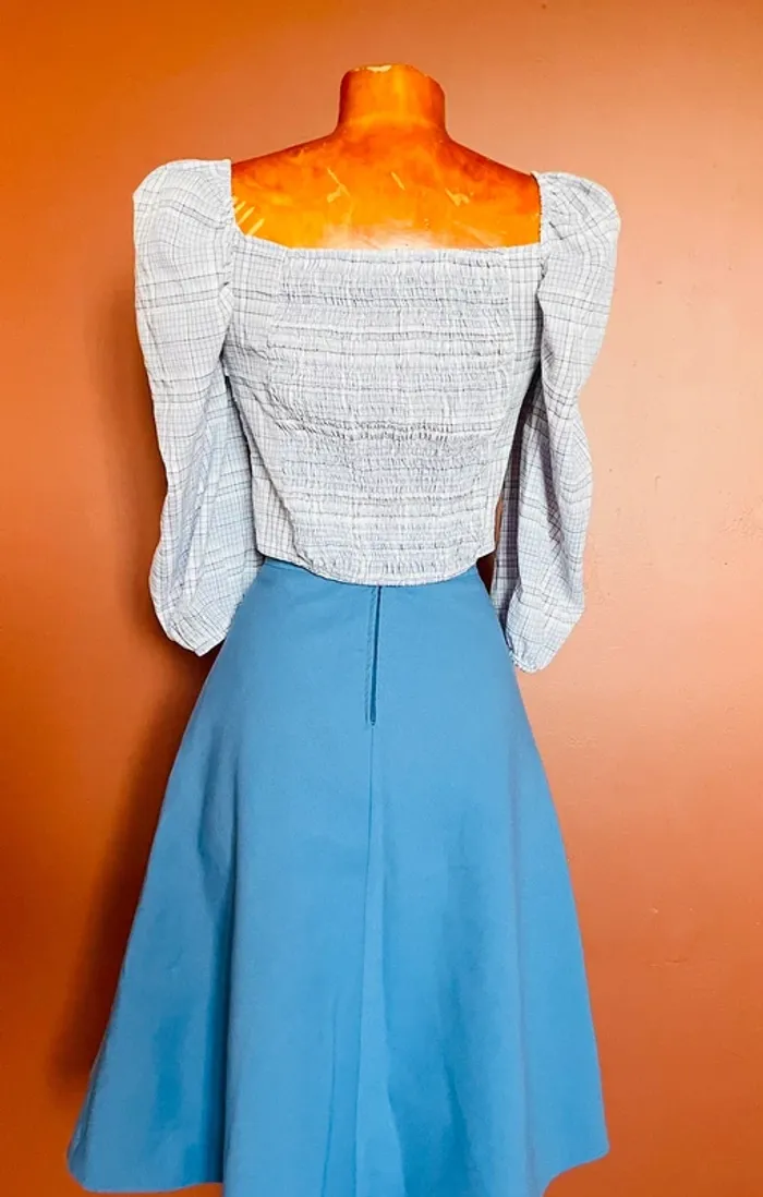 Blouse turquoise col cœur - photo numéro 3