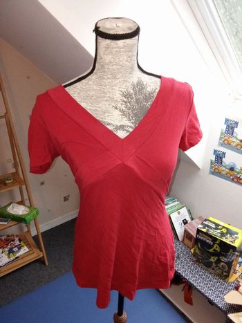 Tunique rouge cœur croisé taille S ou 36,38, grossesse, maternité