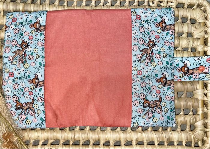 Protège carnet de santé en velours et tissu à motifs - photo numéro 2