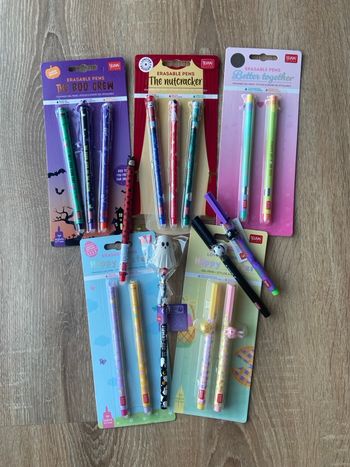 lot legami : pâques, noël et halloween 2025 + saint valentin, pâques 2026 + lovely halloween 2025, panda + crayon papier fantôme 2025 et coccinelle 2026