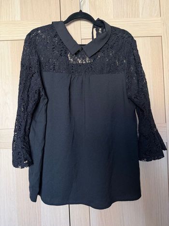 Blouse noire dentelle col Claudine KIABI t.l