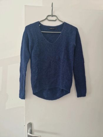 Pull femme hiver col V bleu marine TBE taille XS monoprix
