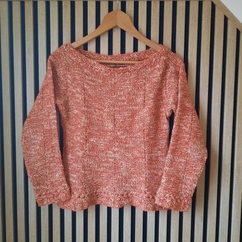 Pull en maille chiné orange/blanc T 36