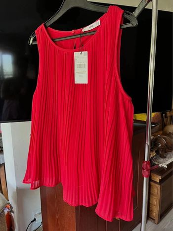 🌸Top oversize plissé rouge Taille 40 Collection 2023 "Mango" Neuf