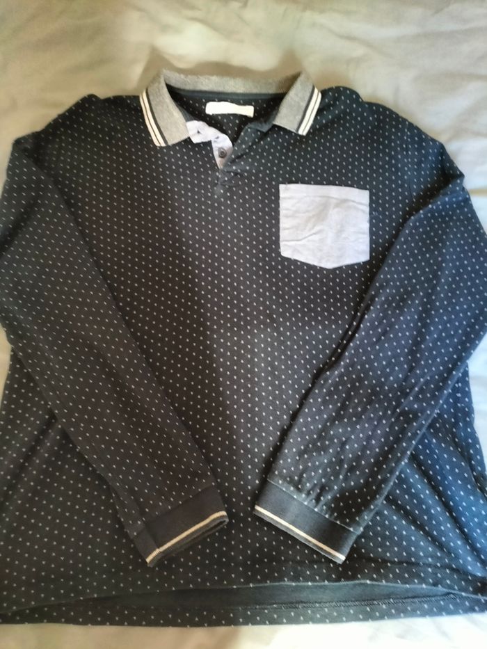 Polo bleu manches longues  13, 14 ans Zara