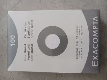 100 fiches 100 x 150 Bristol quadrillé 5 x5 Exacompta filmée neuve