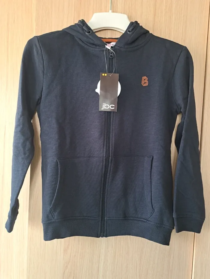 JBC : sweat zippe capuche marine (164) neuf - photo numéro 2