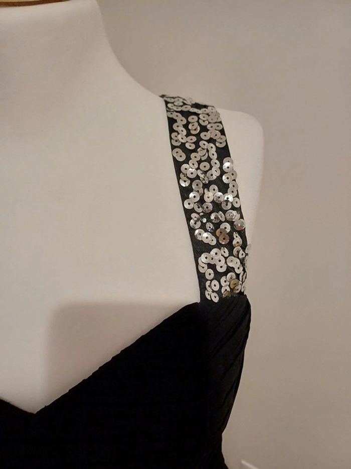 Robe longue noire de soirée/cocktail avec sequins Lipsy taille XS 34 - photo numéro 3