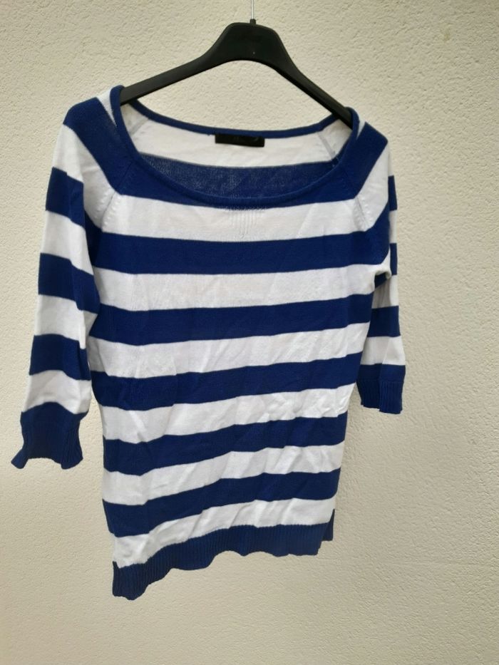 Pull fin manches 3/4 marinière