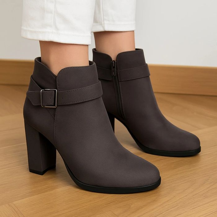 Bottines à talon taupe Mango - photo numéro 3