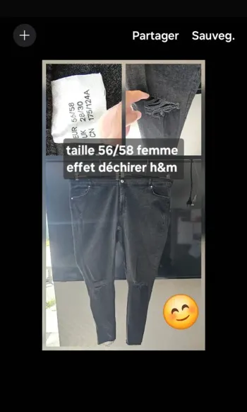 Jeans noir femme 56/58 grande taille / h&m