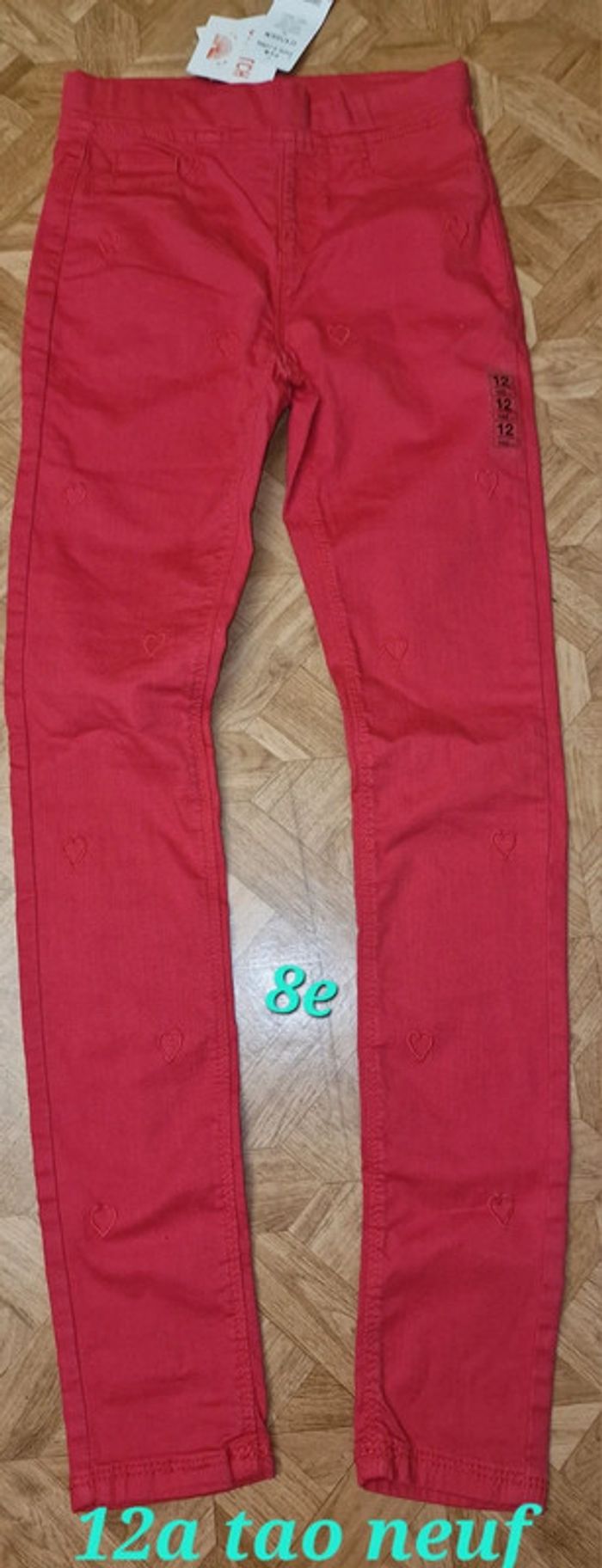 Jean 12ans tape à l'œil neuf motif coeur