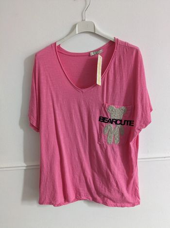 T-shirt rose bearcute TU