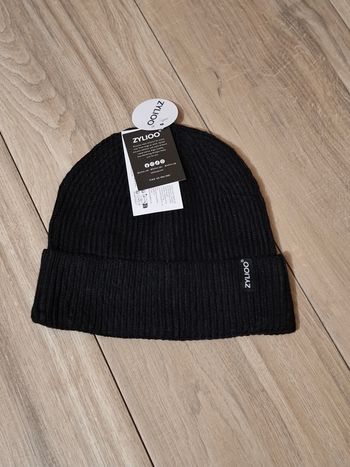Bonnet hiver tricoté homme adolescent noir