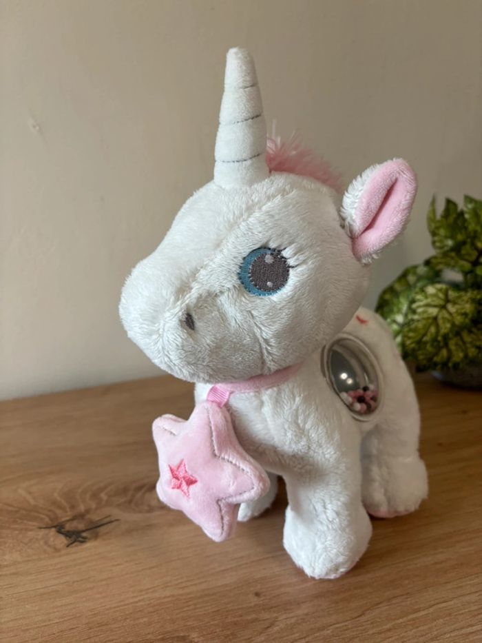 Doudou peluche eveil activité licorne rose blanc tex - photo numéro 2