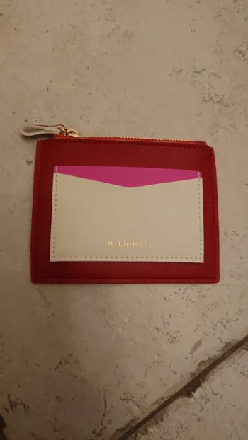 Porte-monnaie / porte-carte rouge, rose et blanc