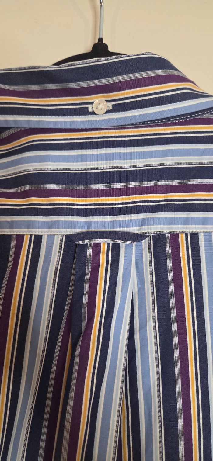 Chemise Façonnable Club XL – 100 % coton – Rayures bleu marine / jaune / prune – Élégance française - photo numéro 9