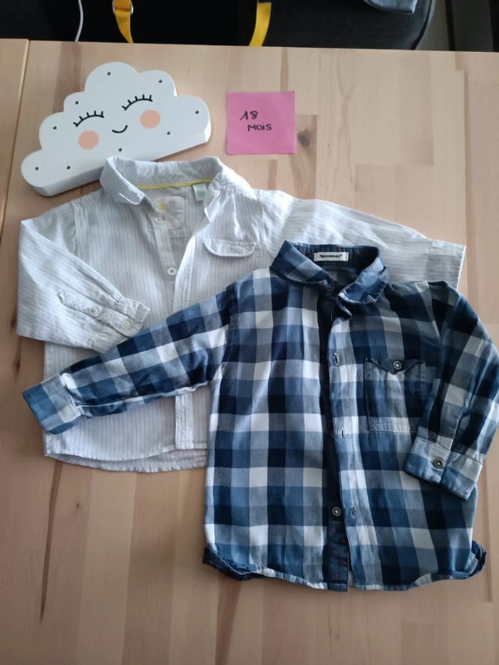 Lot de 2 chemises à manches longues 18 mois
