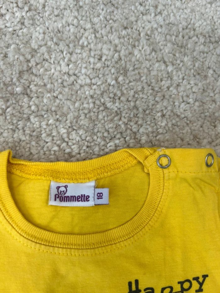 Tee shirt monstres jaune à manches courtes mixte - 18 mois - Pomette - photo numéro 2