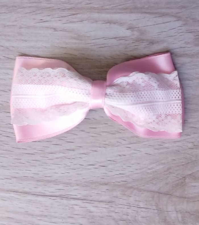 💗Barrette nœud rose à dentelle vintage 💗