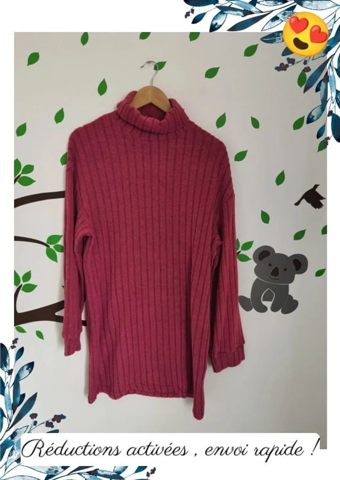 Robe pull rose femme L