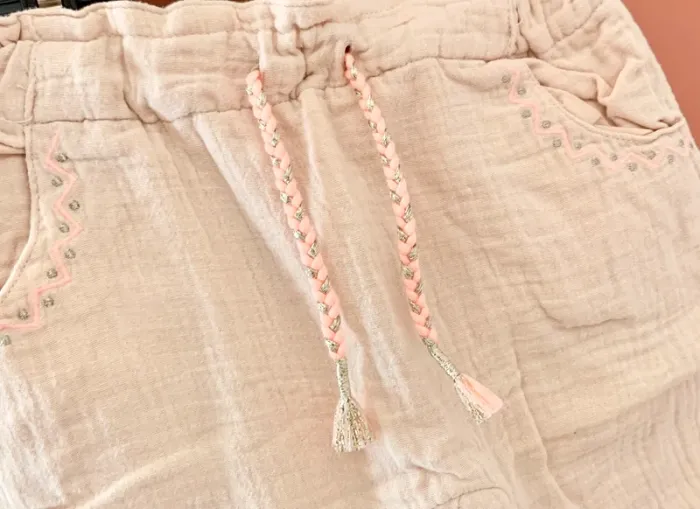 🌸 Pantalon en gaze de coton rose poudré TAO – 9 mois - photo numéro 2