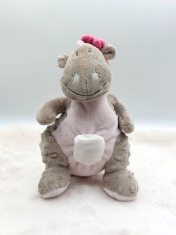 Doudou NOUKIE’S peluche dragon Victoria gris rose mauve 2011 27 cm pas hochet !
