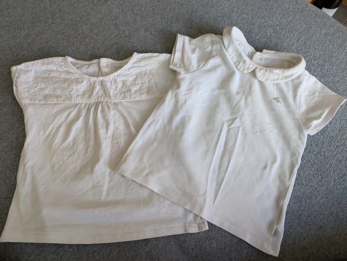 Lot de 2 t-shirts bébé fille Obaïbi blancs 12 mois
