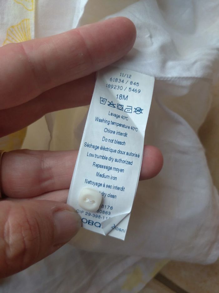 Ensemble (robe + boomer assorti) Fille 18 mois Fleurs ou feuilles Obaïbi 100% coton - photo numéro 3