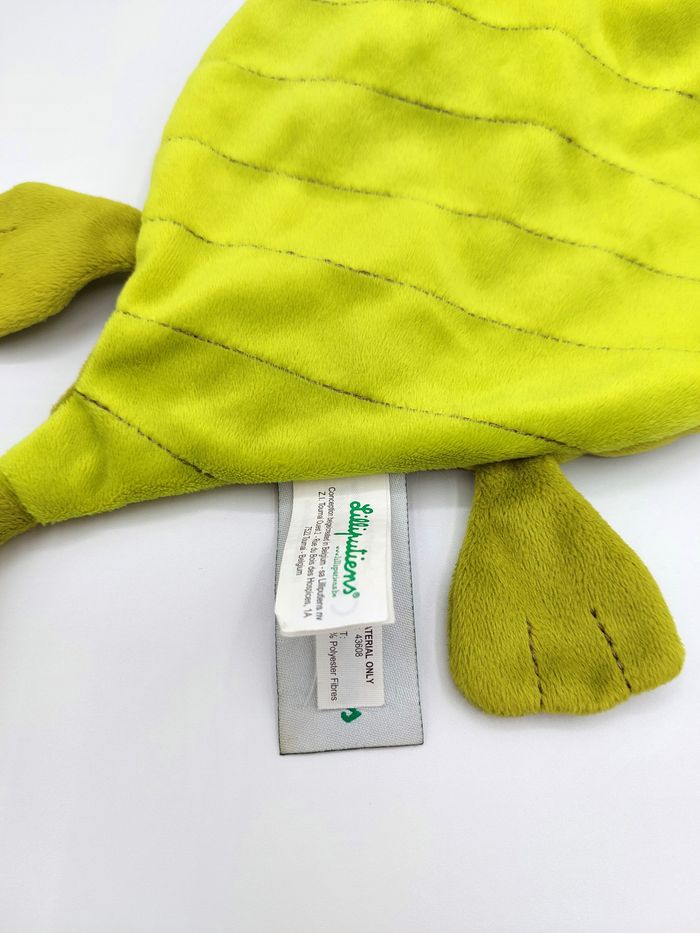 Doudou plat dragon vert Lilliputiens marionnette 40 cm attache tétine - photo numéro 4