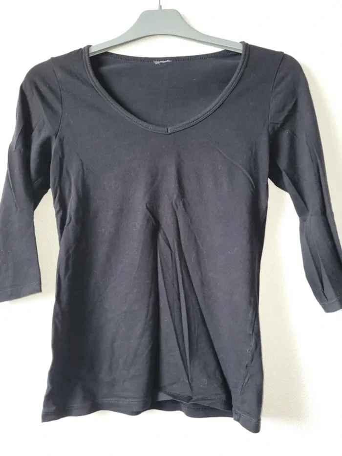T shirt  noir manche 3/4