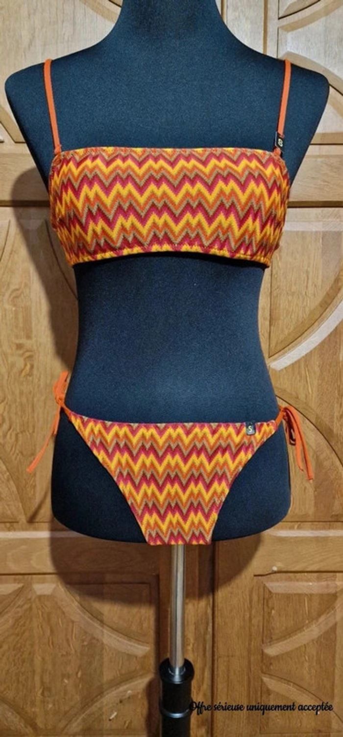 Bikini Undiz Neuf 33€- Taille S/36 - Zigzag orange jaune – Été plage - photo numéro 7