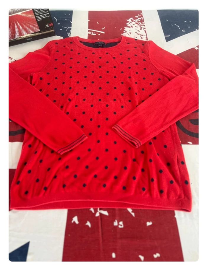 Sweat Tommy Hilfiger à pois rouge et bleu taille M - photo numéro 4