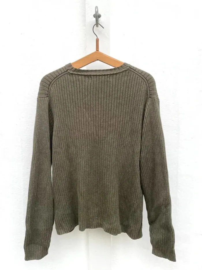Tommy Hilfiger ribbed crewneck pullover khaki green Mens M - photo numéro 7