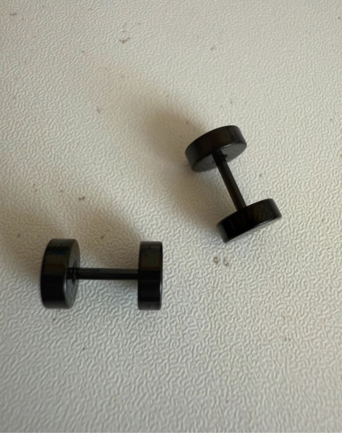 Boucles d’oreilles homme acier inoxydable noir ronde simple - photo numéro 2