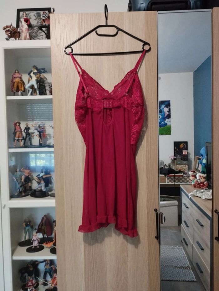Ensemble nuisette + culotte rouge dentelle neuf - Taille XL 42 - photo numéro 6