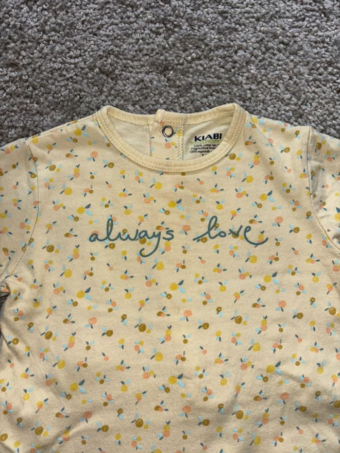 🌺Pyjama 1 pièce/ Grenouillère jaune pastel au motif fruits écrit Always Love Taille 12mois/73-76cm🌺 - photo numéro 4