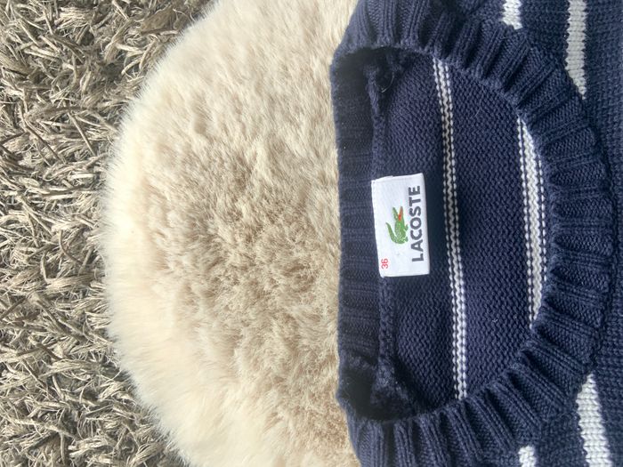 Pull Lacoste laine marine blanc femme S - photo numéro 3