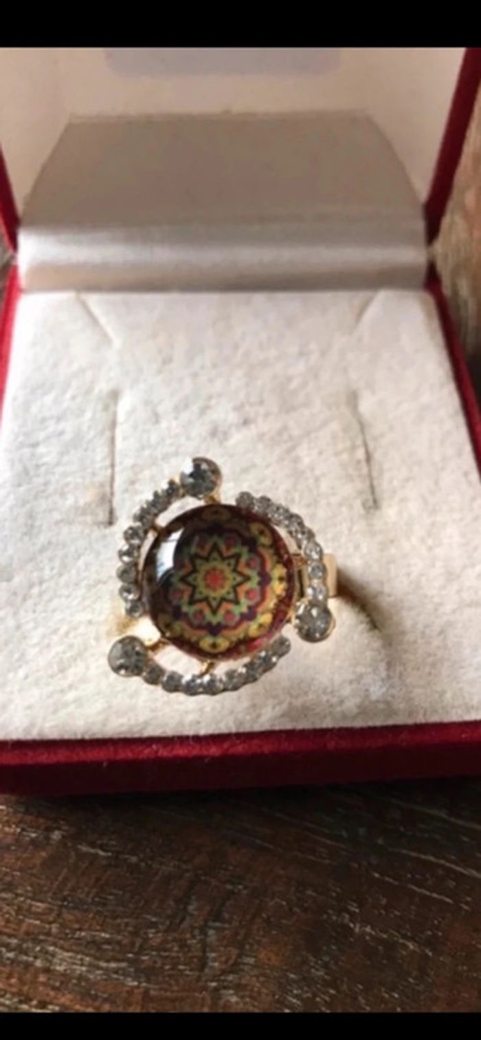 Magnifique bague réglage fleur avec strass et pierre - photo numéro 7