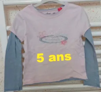 Tee shirt manche longue rose bleu clair Ïdsport Taille 5 ans