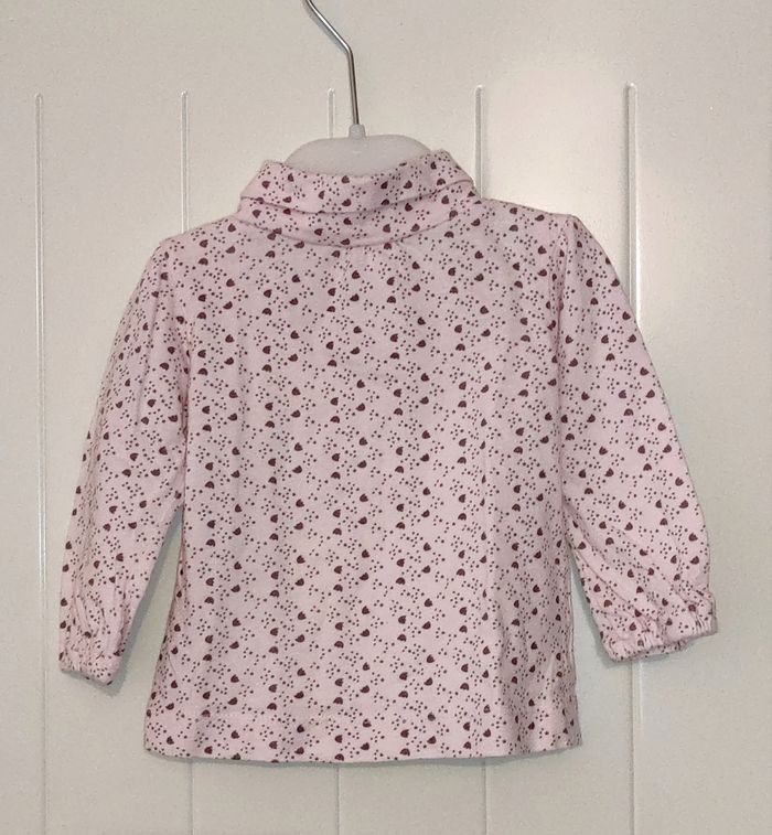 Sous-pull bébé fille 9 mois – motif chat rose et gris