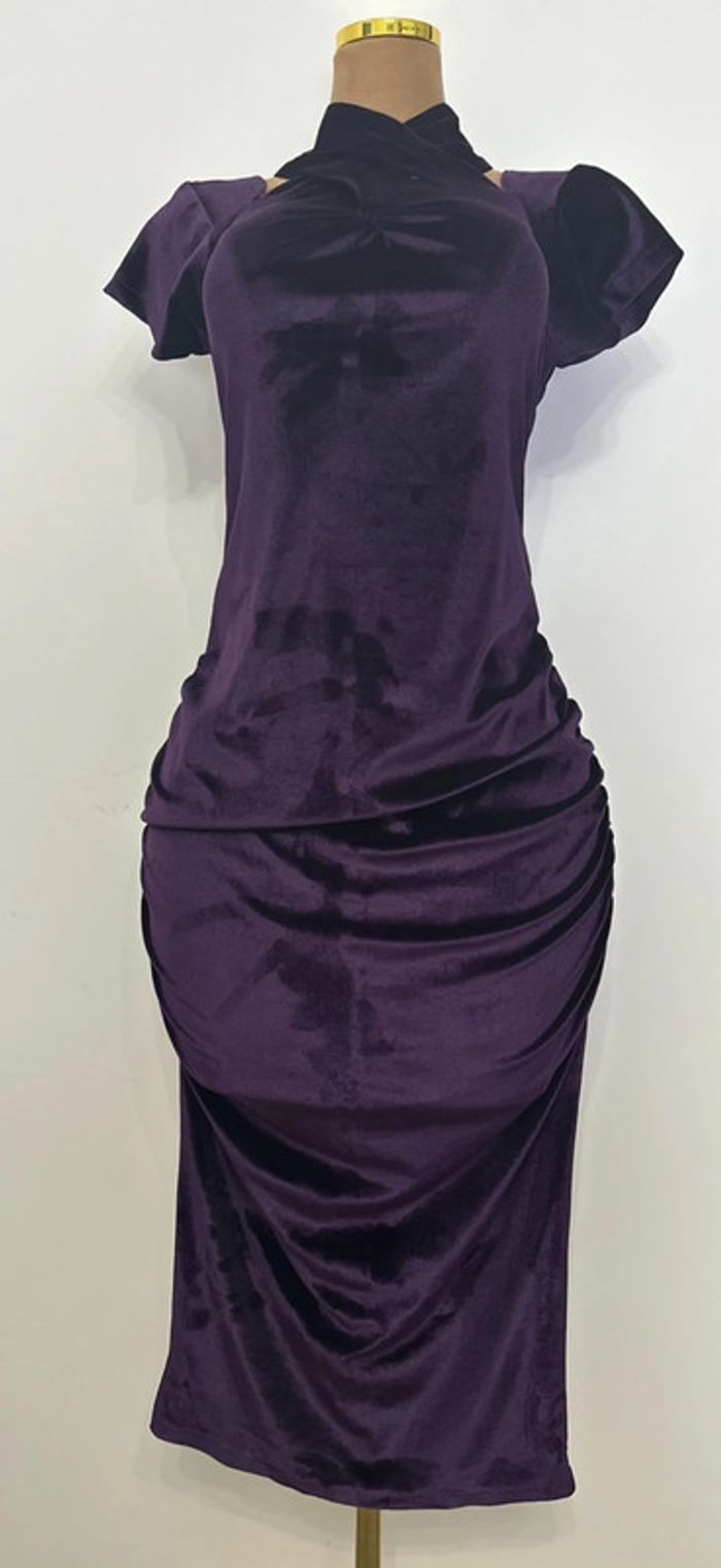 Robe mi longue velours femme - photo numéro 2