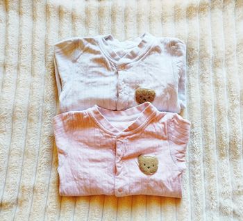 Lot de 2 pyjamas sans pied 100% coton 18 mois ouverture devant broderie ours