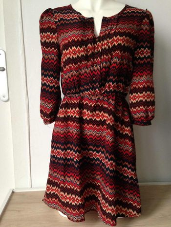 Robe aztèque col V/rond manches 3/4 lululove 36