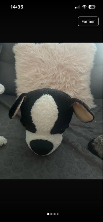 Gros chien blanc et noir de 34cm